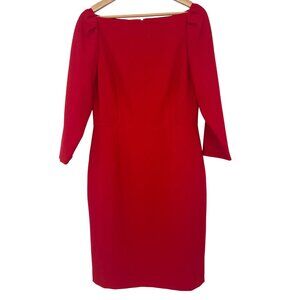 Alex Marie Red Sheath Dress Size 6 lined 3/4 Sleeves Boatneck new $129